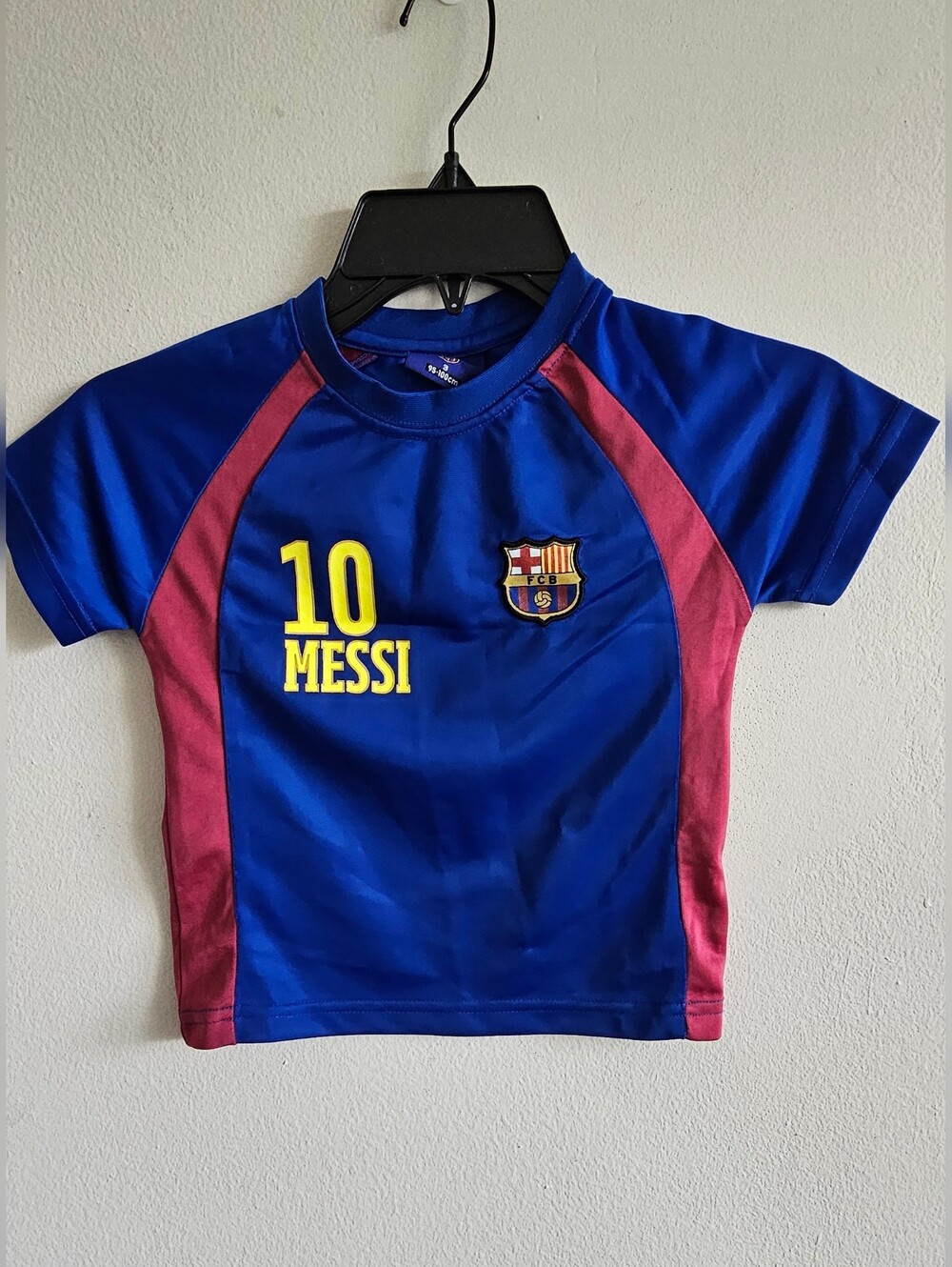 FC Barcelona Kids' Blue & Maroon Soccer Tee - MESSI 10 Size 3 (95-100cm)